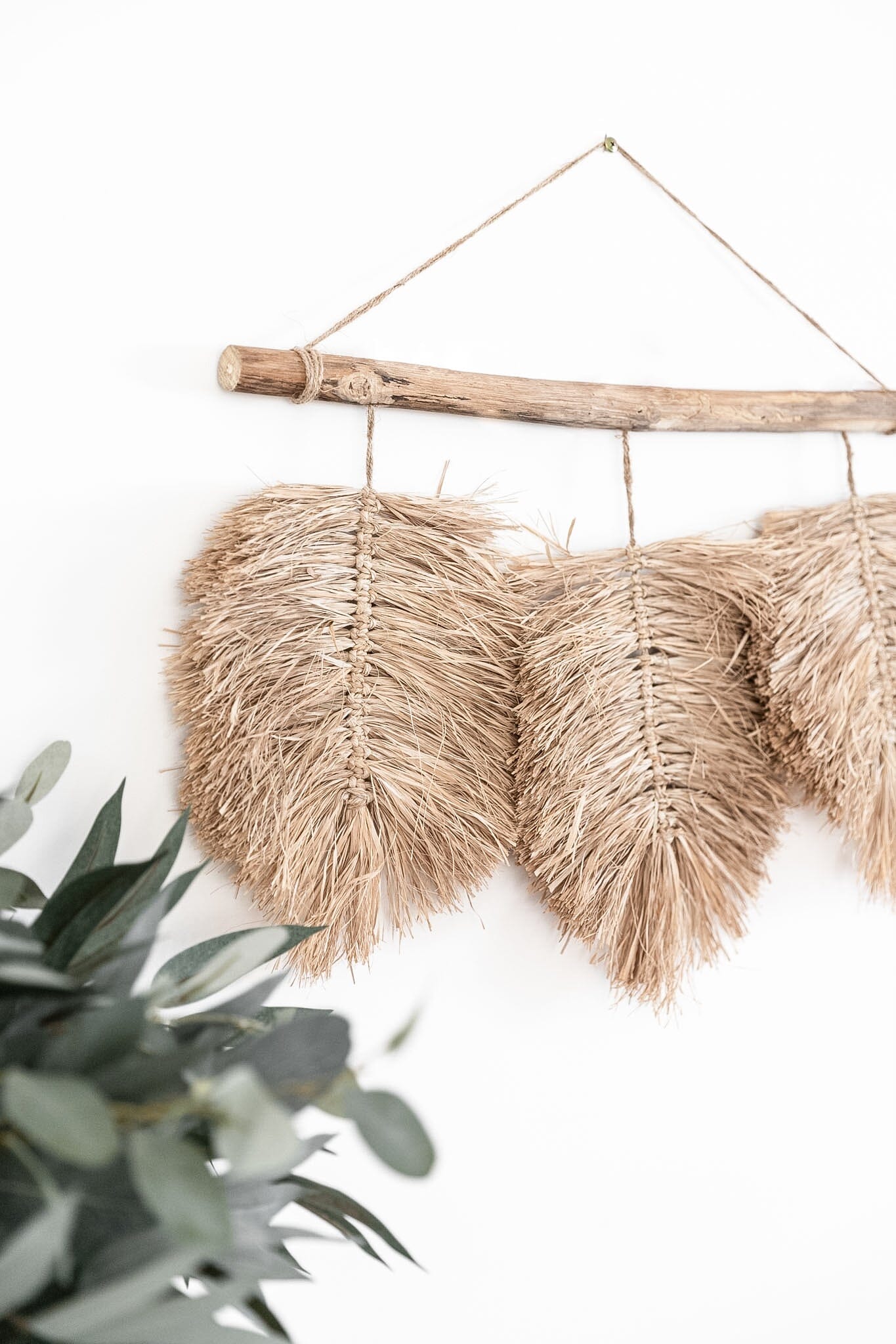 Raffia & driftwood wall hanging coastal decor 