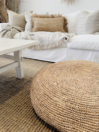 Ohana Raffia Pouffe/Floor Cushion Cover - Round Cushions and Covers Wander & Wild 