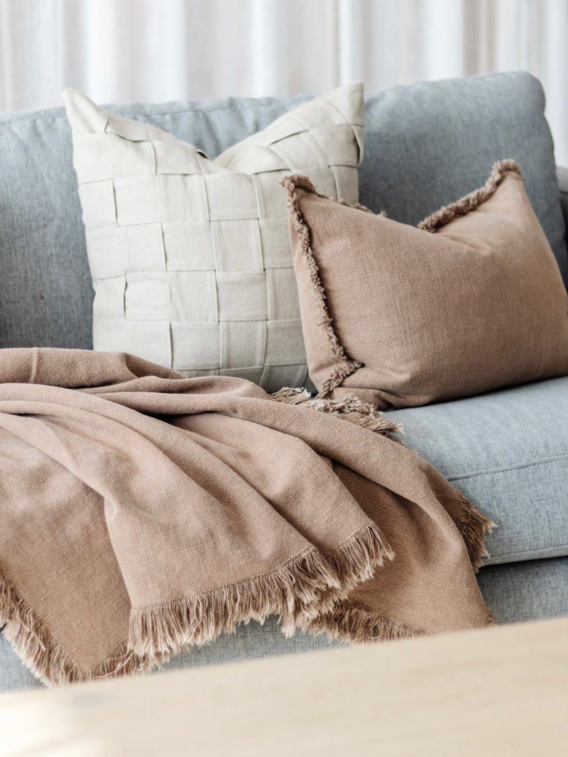 Lucia Weaved Linen Cushion -Natural Cushions and Covers Wander & Wild 