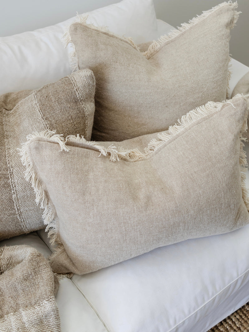 Riva French Linen Cushion - Oatmeal/Natural Cushions and Covers Wander & Wild 