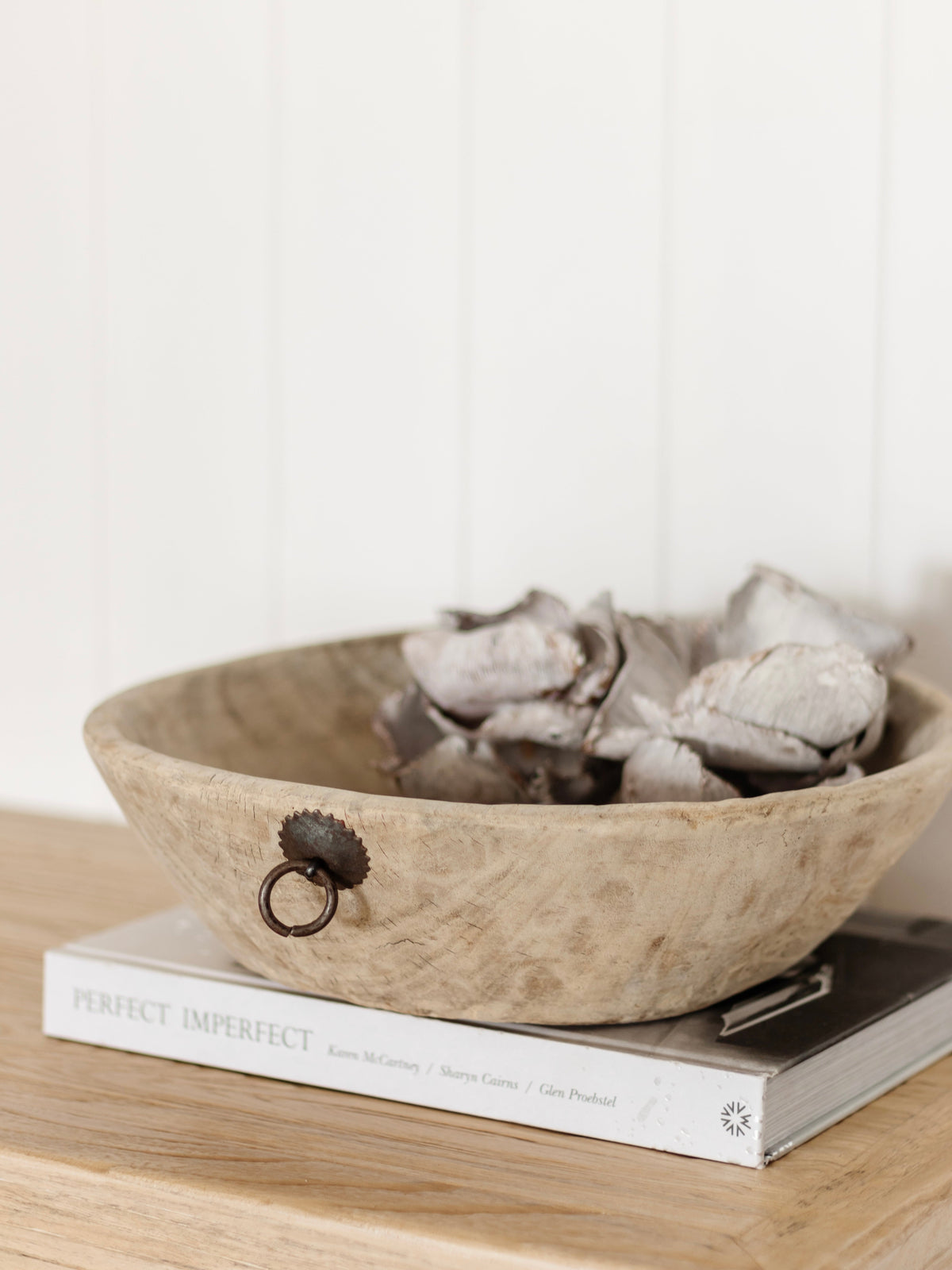 Vintage Indian Wooden Bowl -Bleached Home Decor Wander & Wild 