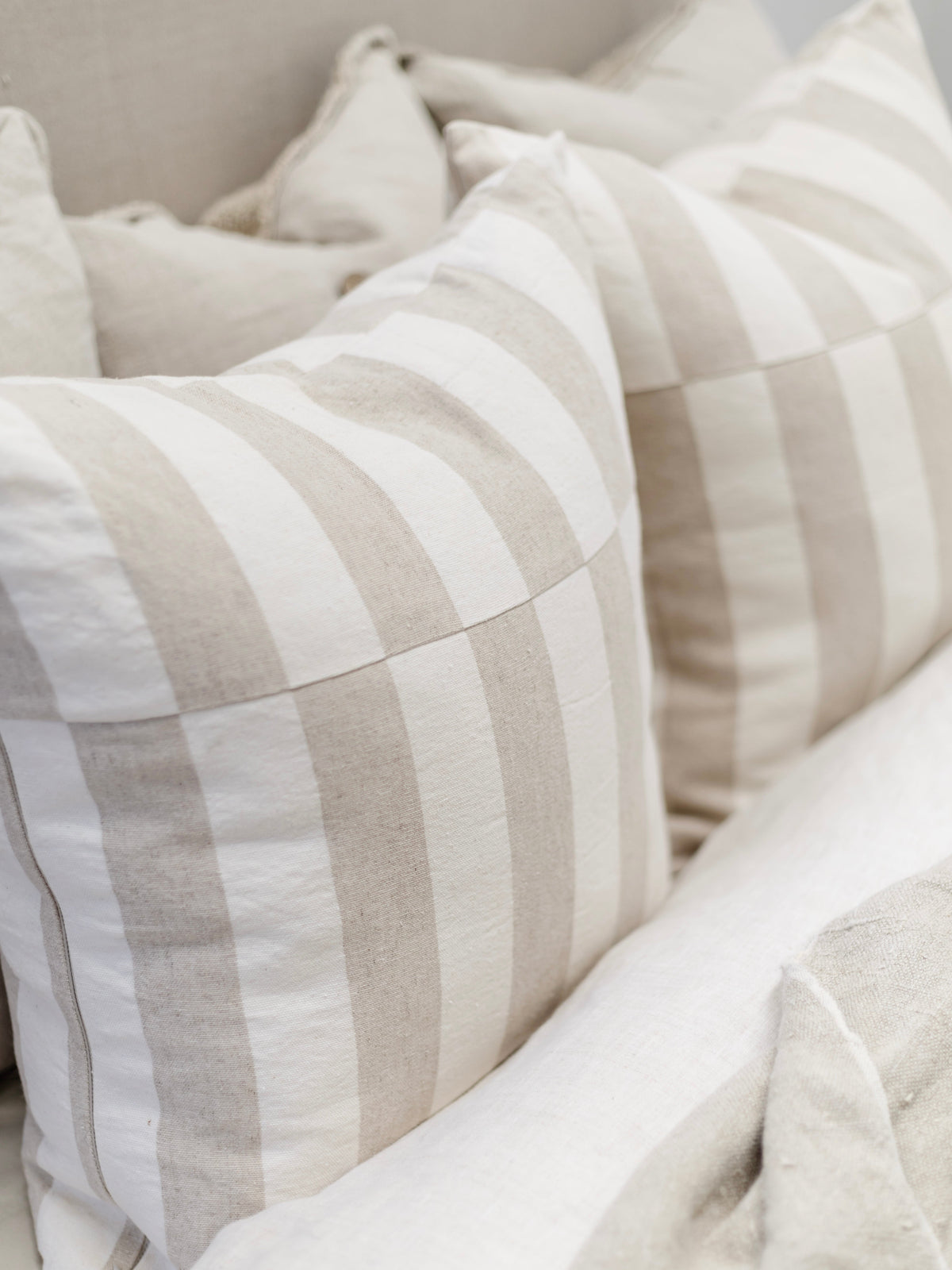 Carrie French Linen Stripe Cushion Cushions and Covers Wander & Wild 