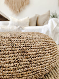 Ohana Raffia Pouffe/Floor Cushion Cover - Round Cushions and Covers Wander & Wild 