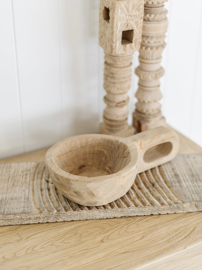 Indian Wooden Handled Display Dish -Round Home Decor Wander & Wild 