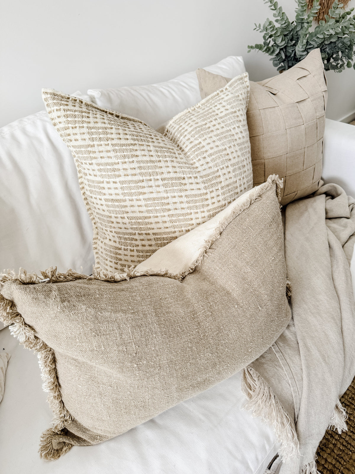 Kayla Weaved Linen Cushion Cushions and Covers Wander & Wild 