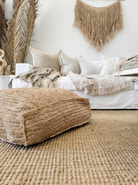 Ohana Raffia Pouffe/Floor Cushion Cover- Square Cushions and Covers Wander & Wild 