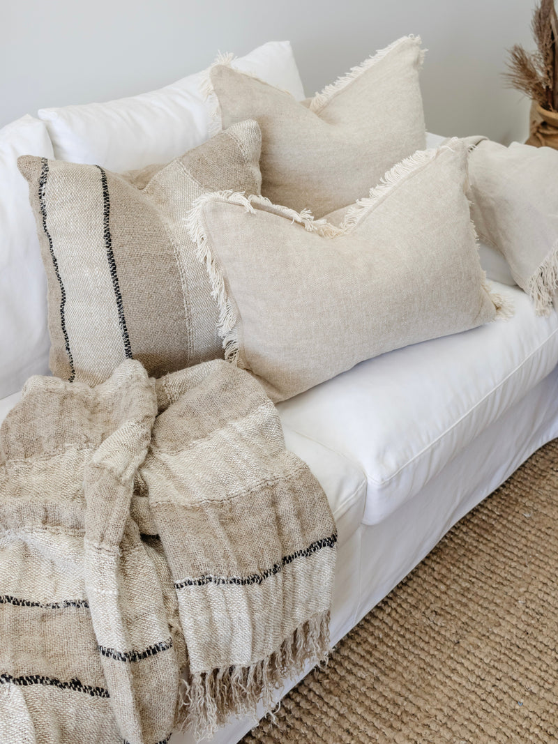 Riva French Linen Cushion - Oatmeal/Natural Cushions and Covers Wander & Wild 