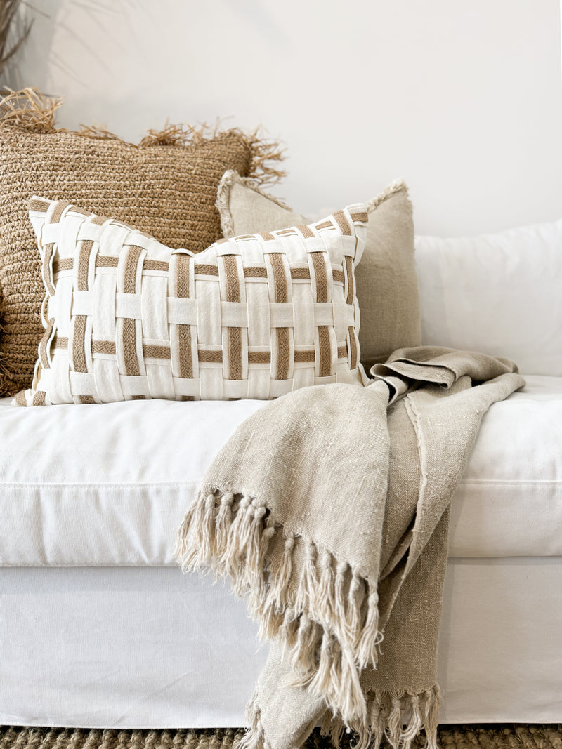 Malta Jute & Linen Weave Cushion Cushions and Covers Wander & Wild 