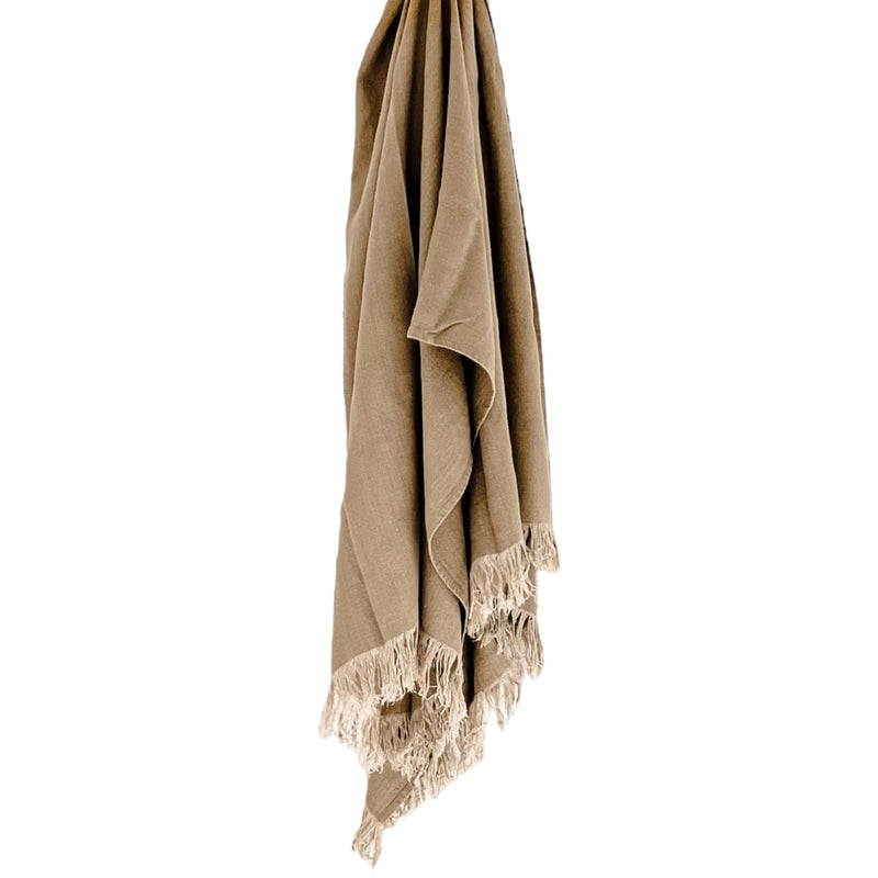 Aspire Stonewashed Linen Throw - Tobacco Wander & Wild 