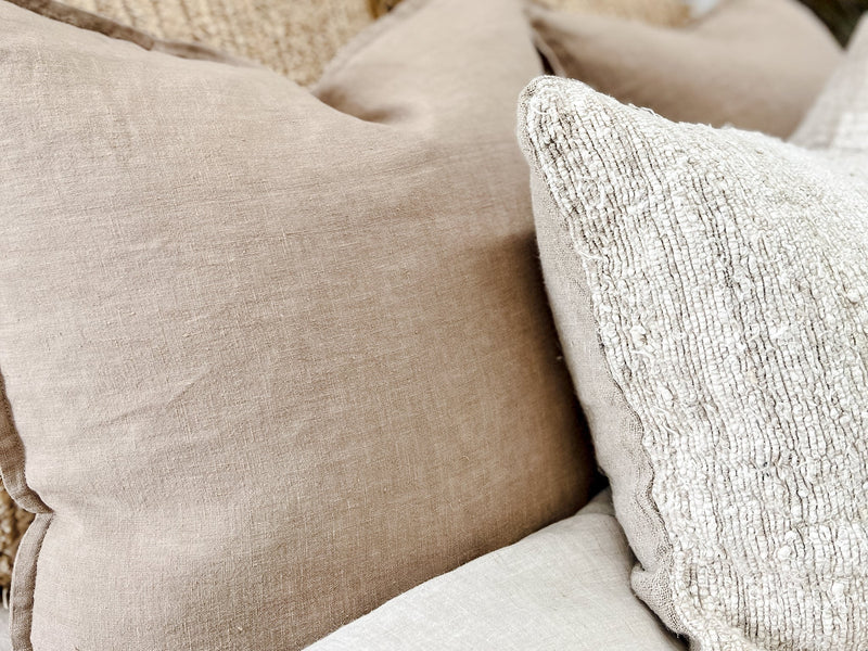 Remi Stonewashed Linen Cushion - Almond Wander & Wild 