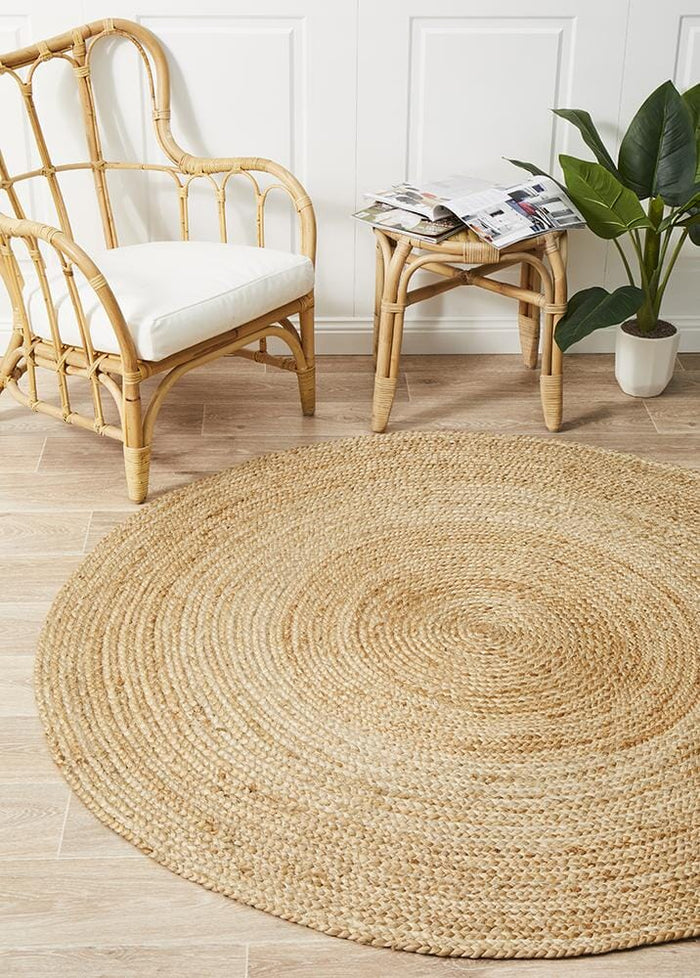 Atrium Polo Jute Rug- Round/Natural Wander & Wild 