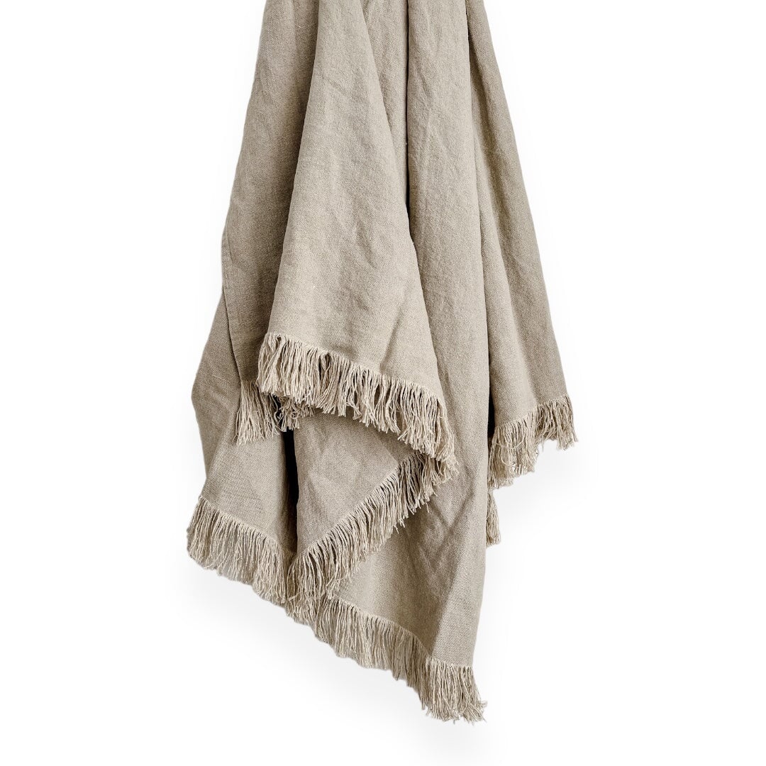 Aspire Stonewashed Linen Throw - Natural Wander & Wild 