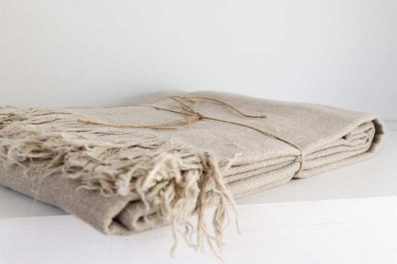 Aspire Stonewashed Linen Throw - Natural Wander & Wild 