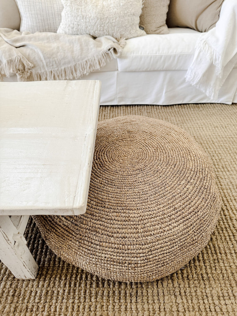 Ohana Raffia Pouffe/Floor Cushion Cover - Round - Wander & Wild Home