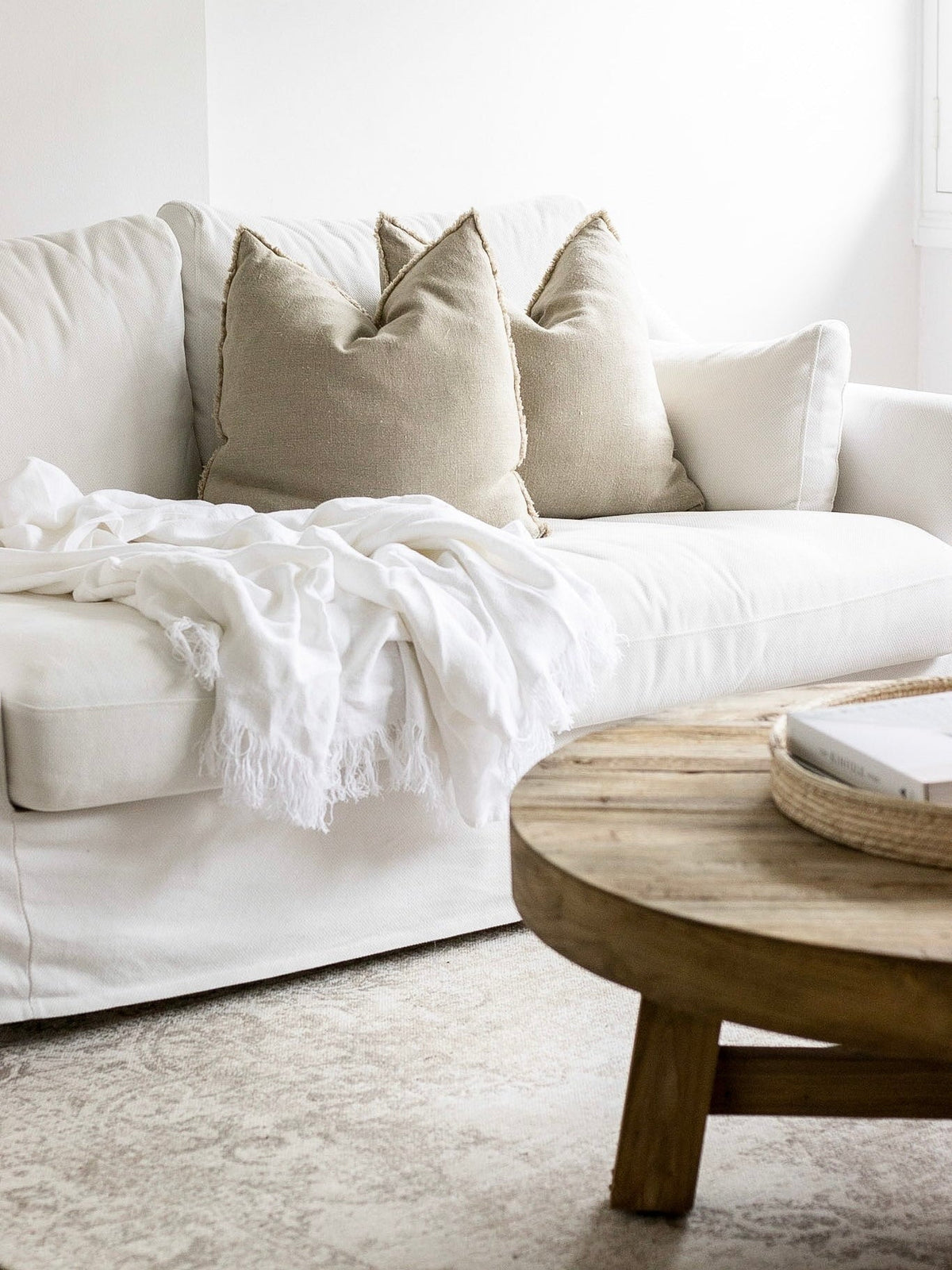 Petra Heavy Linen Throw - Soft White - Wander & Wild Home