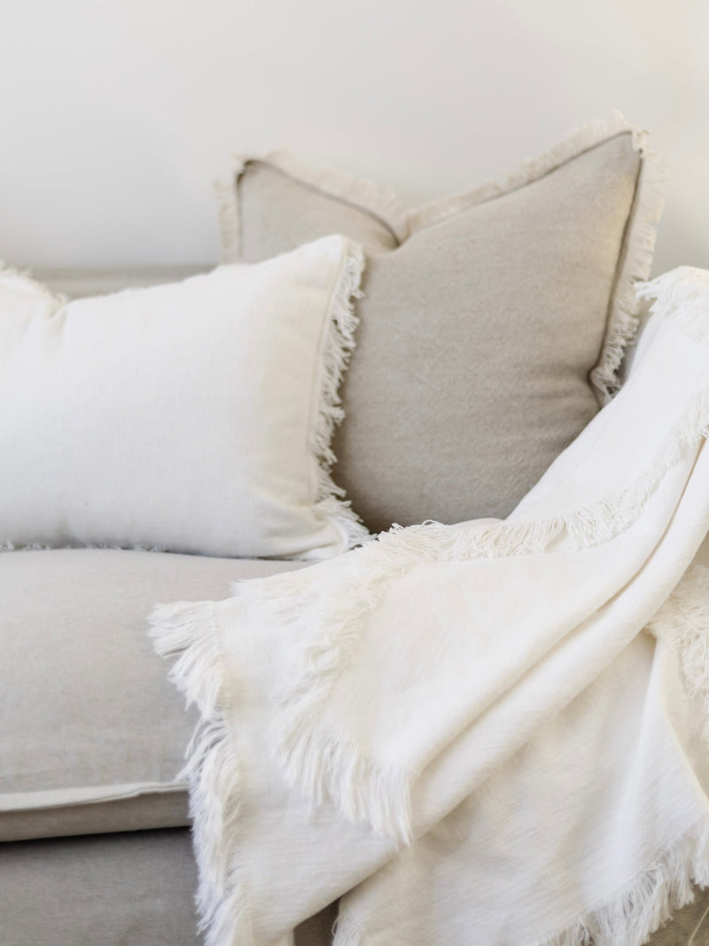 Petra Heavy Linen Throw - Soft White - Wander & Wild Home