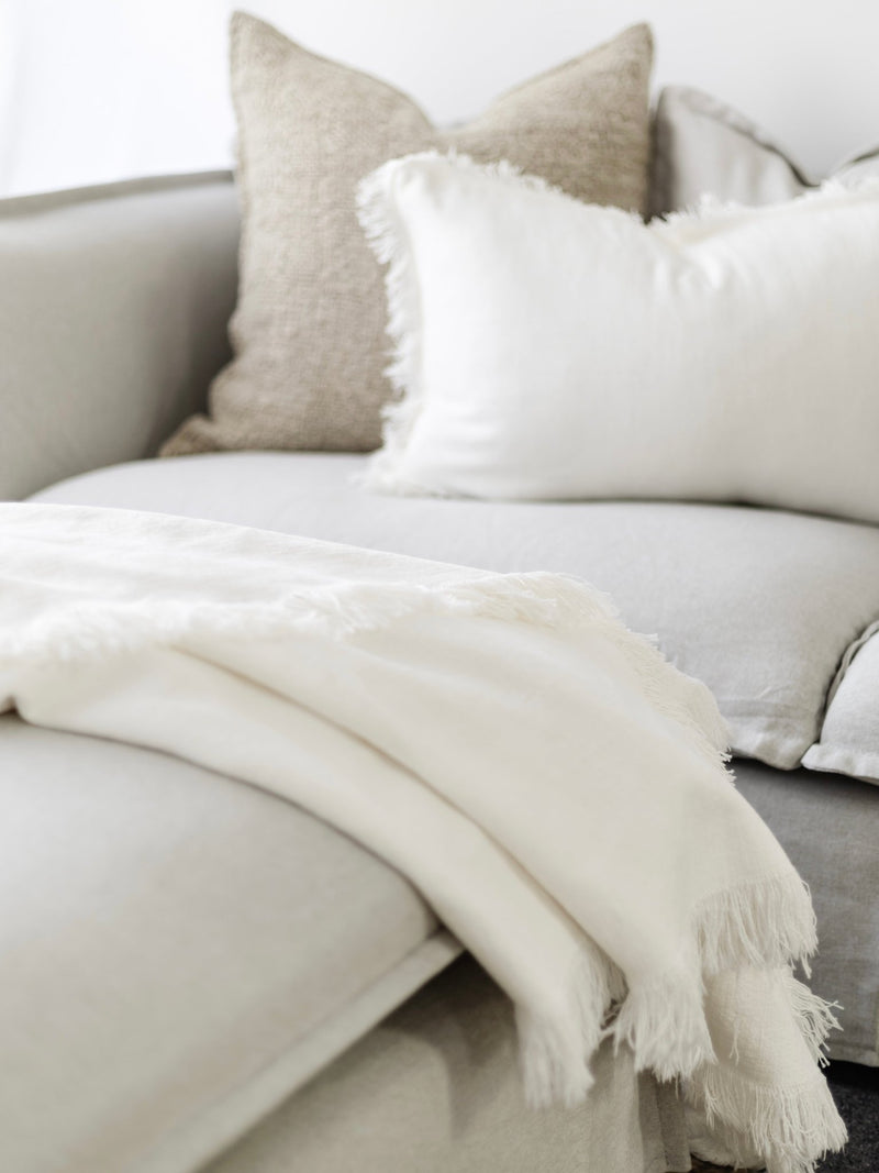 Petra Heavy Linen Throw - Soft White - Wander & Wild Home