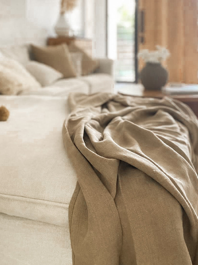 Aspire Stonewashed Linen Throw - Tobacco Wander & Wild 