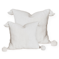 Moroccan Pom Pom Cushion -Crisp White Wander & Wild 