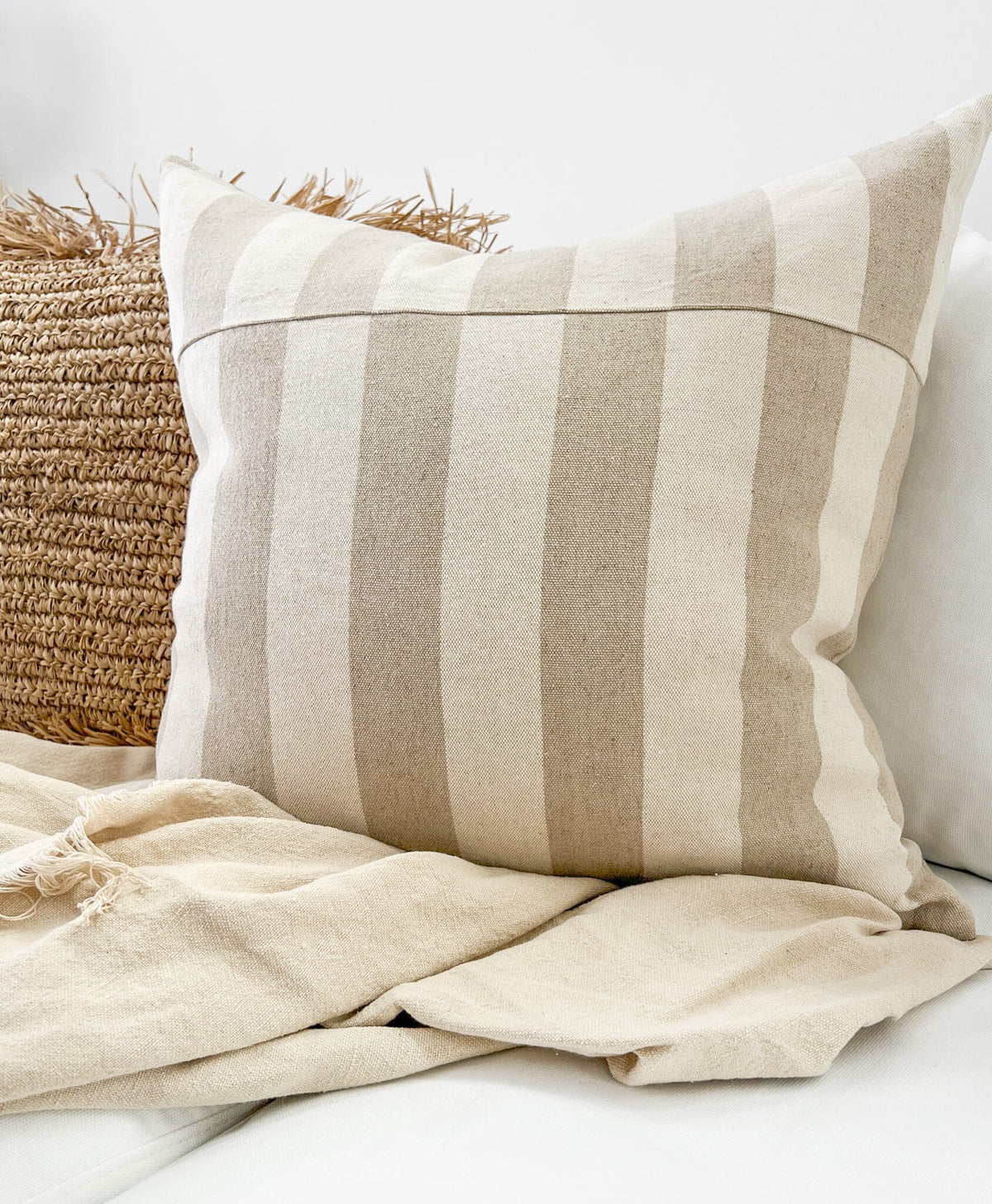 Carrie French Linen Stripe Cushion Wander & Wild 