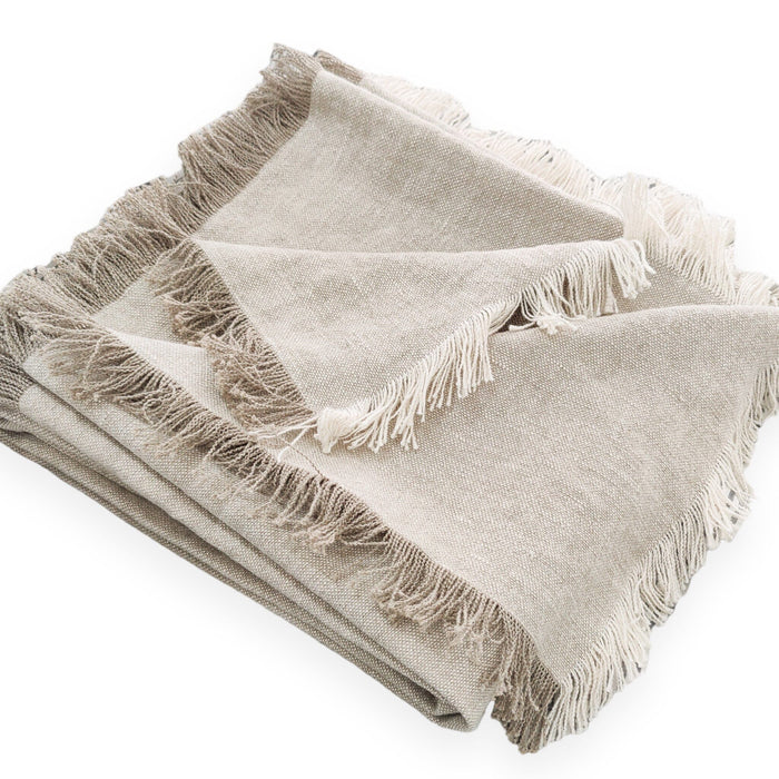 Riva French Linen Throw- Oatmeal/Natural Wander & Wild 