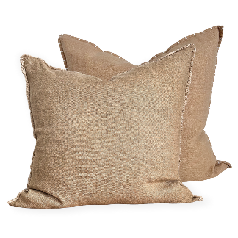 Aspire Stonewashed Linen Cushion - Tobacco Wander & Wild 