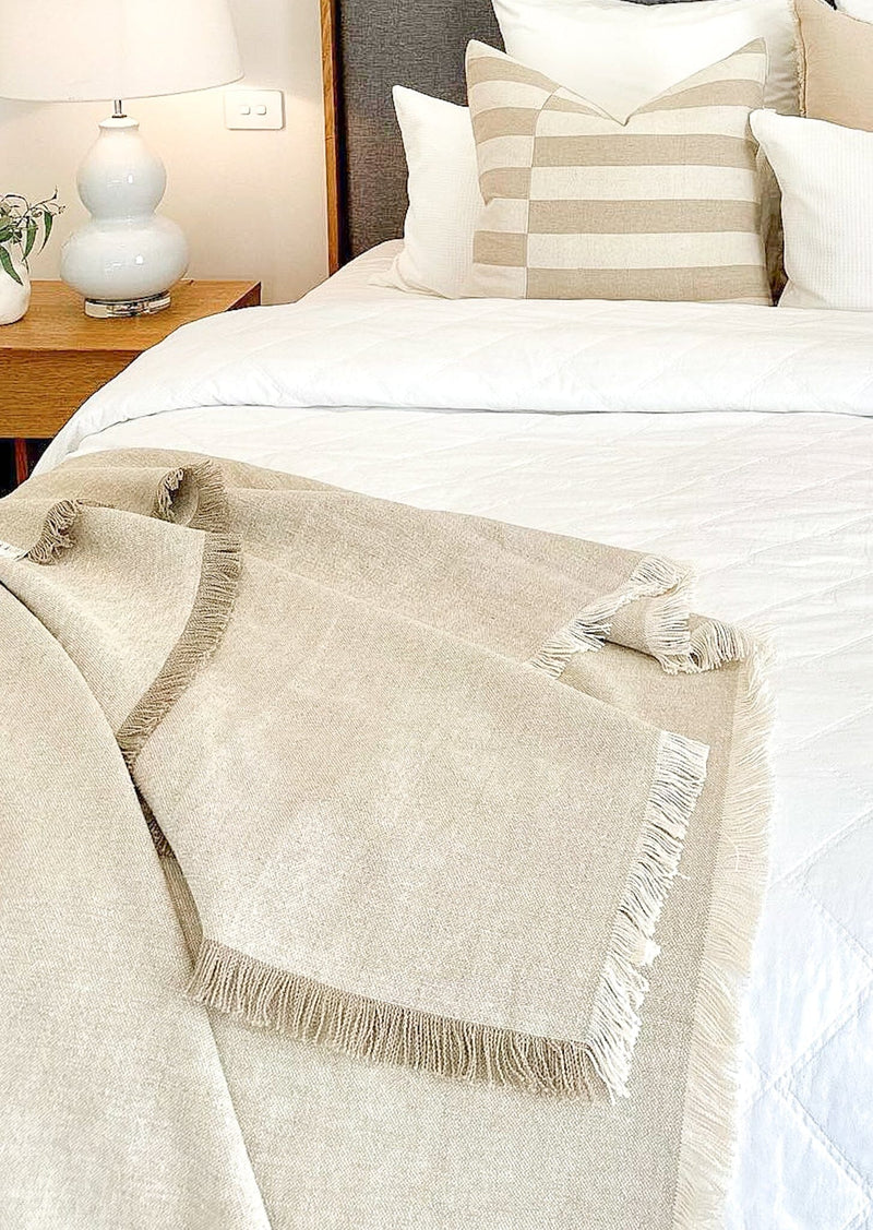 Riva French Linen Throw- Oatmeal/Natural Wander & Wild 