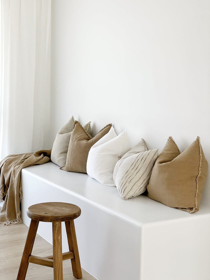 Aspire Stonewashed Linen Cushion - White Wander & Wild 