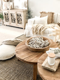 Lulu Linen Round Floor Cushion - Natural Wander & Wild 