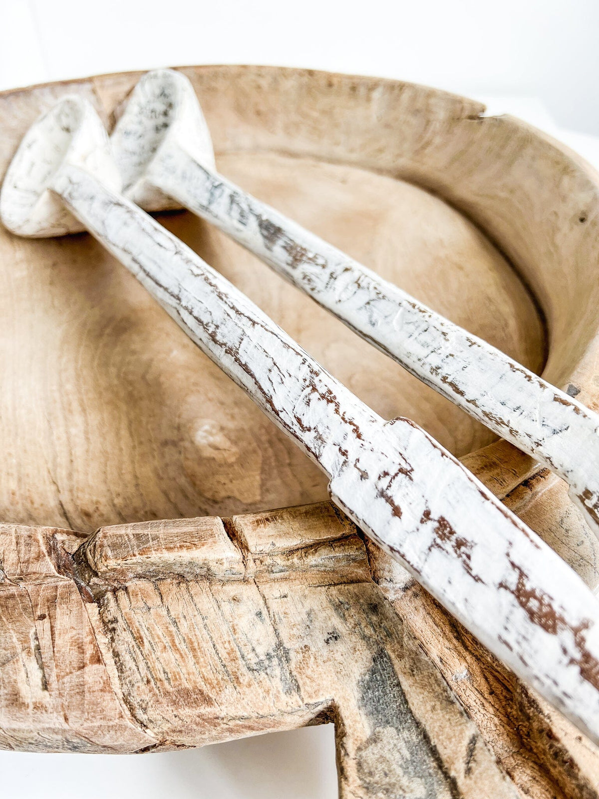 Vintage Indian Teak Spoon- Whitewash Wander & Wild 